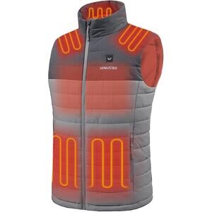 Venustas Men's Actively Heated Vest with 20 hr Battery Gray Heather 2XL